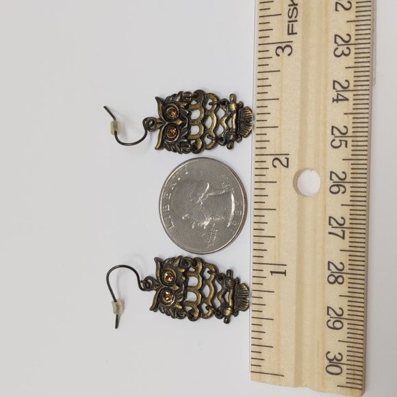 Owl Earrings Articulated Pierced - Picture 3 of 6